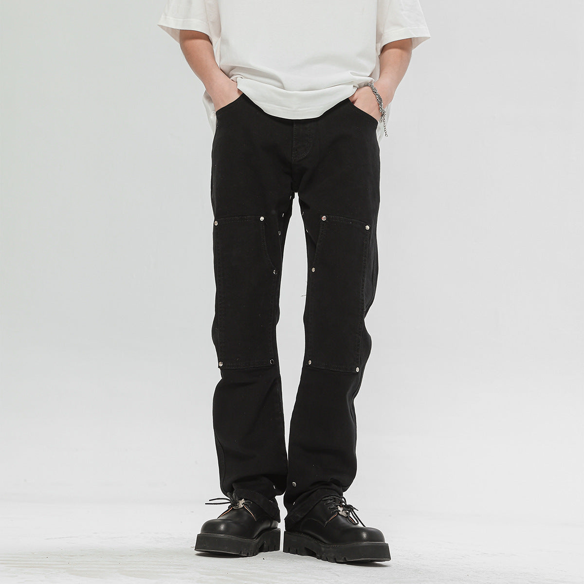 American High Street Rivets Black Skinny Jeans voor Heren
