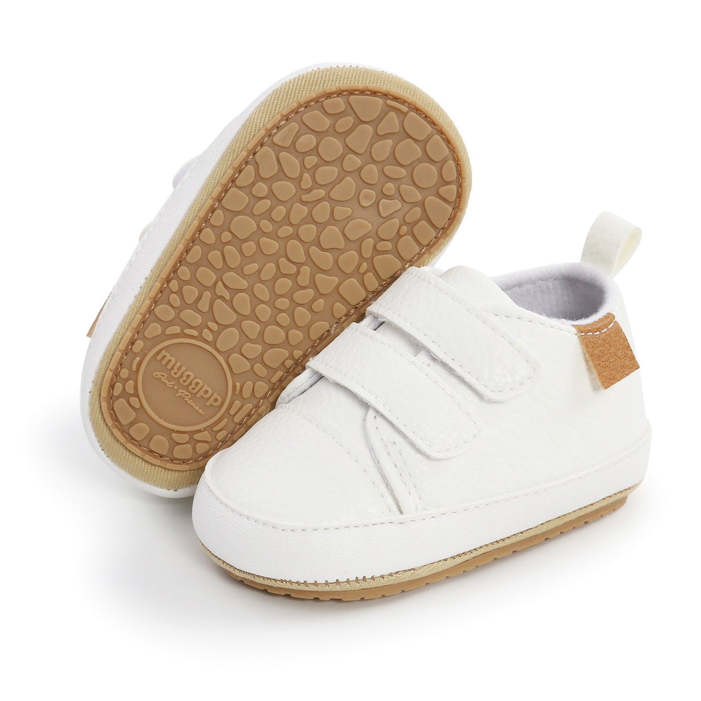 Eenvoudige Casual Effen Kleur Comfortabele Sneakers van PU-Leer met Klittenbandsluiting en Ronde Neus voor Kinderen