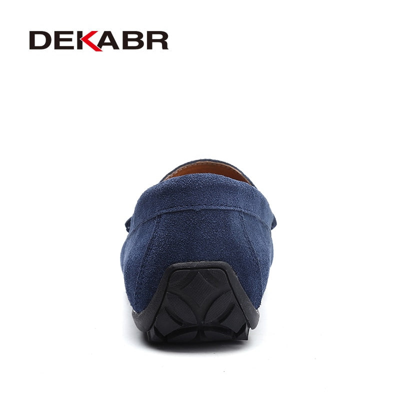 Eenvoudige Comfortabel Effen Kleur Slip- On Mocassins van Echt Leer met Flexibele Platte Rubberzool en Riden Neus  voor Heren, lichtgewicht rijschoenen