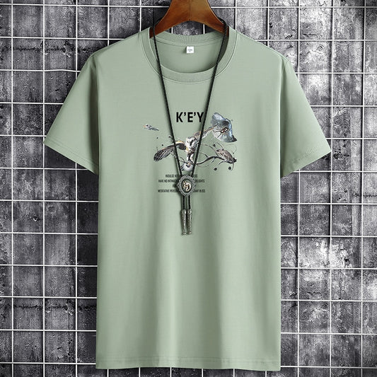 Modieuze Hiphopstijl Sportieve Effen Kleur Sportieve Ronde Hals T-shirt met Cartoonprint en Korte Mouwen voor Heren & Jongens