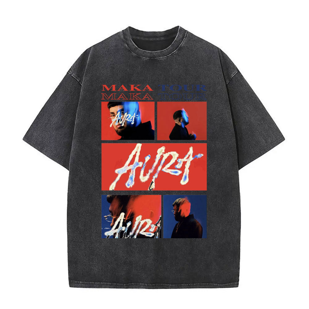 Stijlvolle Hiphopstijl Casual Effen Kleur Washed Vintage rapper Maka T-shirts voor Heren & Jongens