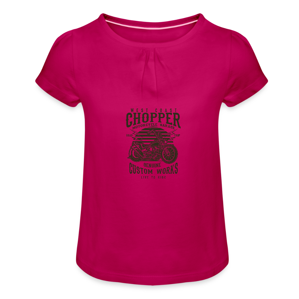 Meisjes-T-shirt met plooien - fuchsia