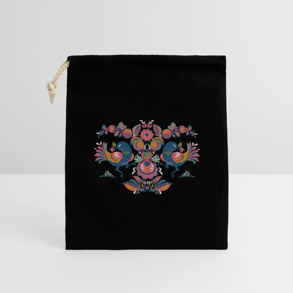 Afsluitbare cadeauzak van katoen (14x20cm) - zwart