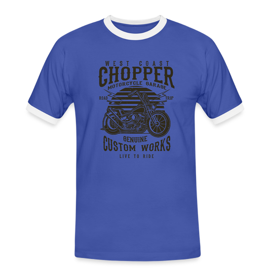 Mannen contrastshirt - blauw/wit