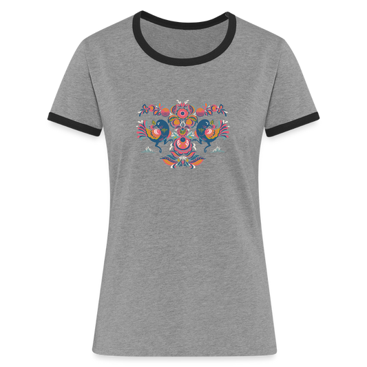 Vrouwen contrastshirt - grijs gemêleerd/zwart