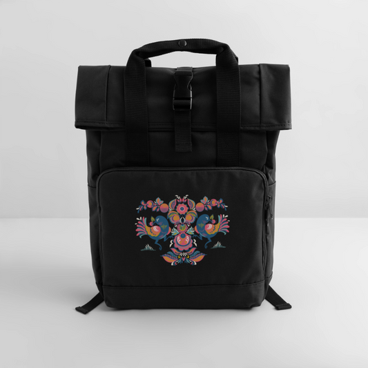 Rolltop rugzak met twee hengsels - zwart