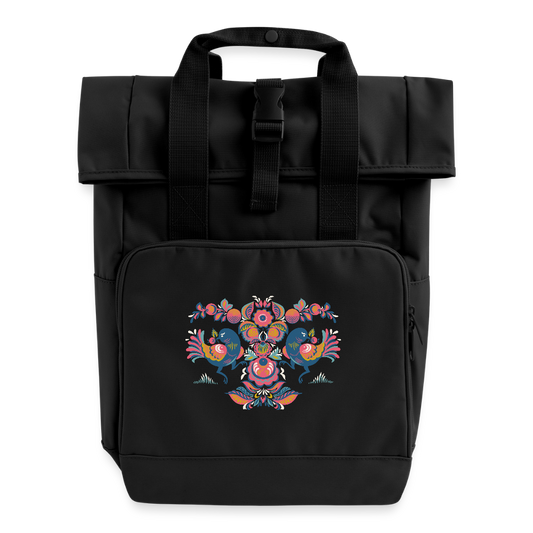 Rolltop rugzak met twee hengsels - zwart