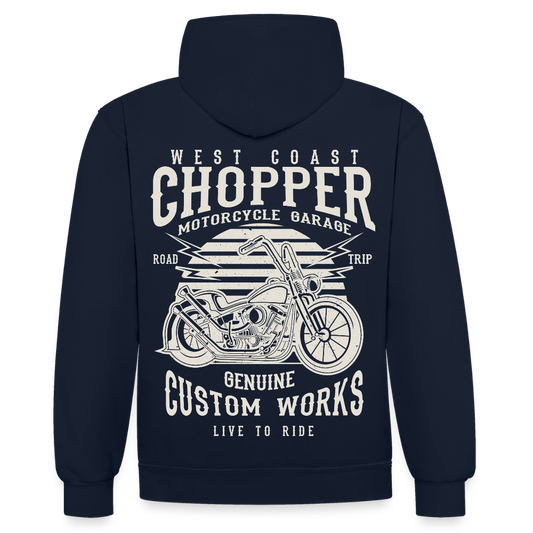 Contrast hoodie - navy/rood