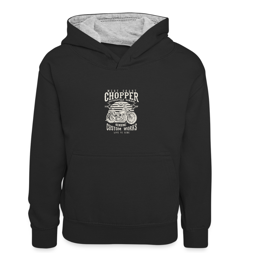 Teenager contrast-hoodie/kinderen contrast-hoodie - zwart/grijs gemêleerd