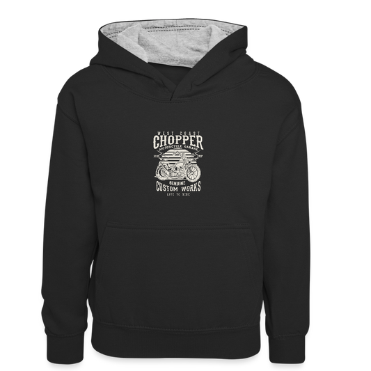 Teenager contrast-hoodie/kinderen contrast-hoodie - zwart/grijs gemêleerd