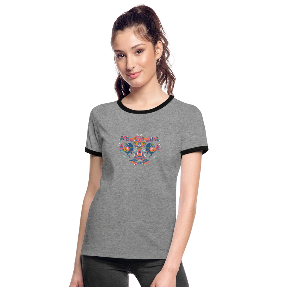 Vrouwen contrastshirt - grijs gemêleerd/zwart