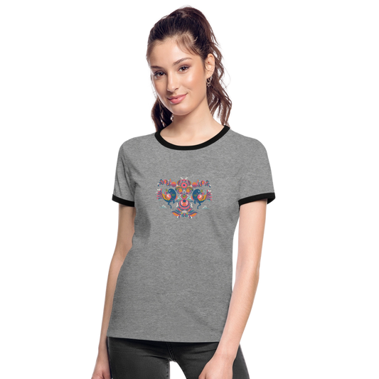 Vrouwen contrastshirt - grijs gemêleerd/zwart