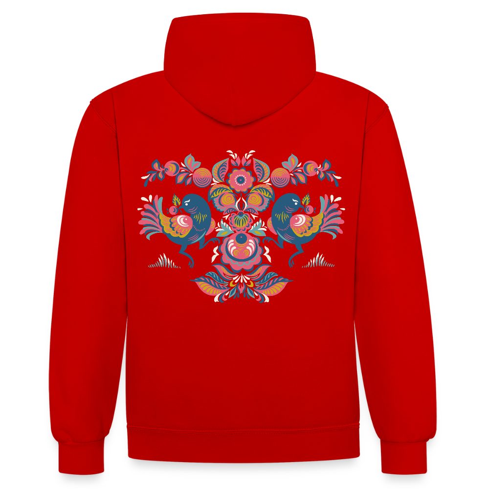 Contrast hoodie - rood/wit