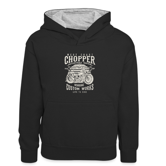 Teenager contrast-hoodie/kinderen contrast-hoodie - zwart/grijs gemêleerd
