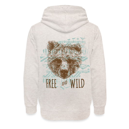 Unisex sjaalkraag hoodie - beige gemêleerd