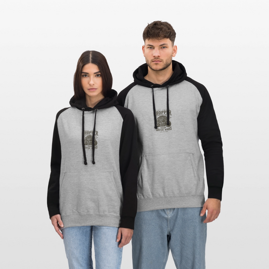 Unisex baseball hoodie - grijs gemêleerd/zwart