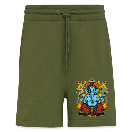 Organic relaxed shorts made in EU - MOSS GREEN