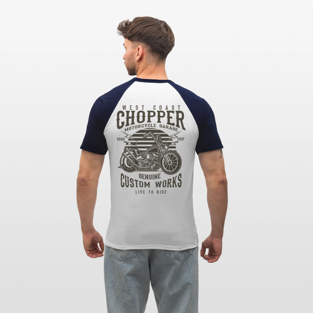 Mannen baseballshirt korte mouw - wit/navy