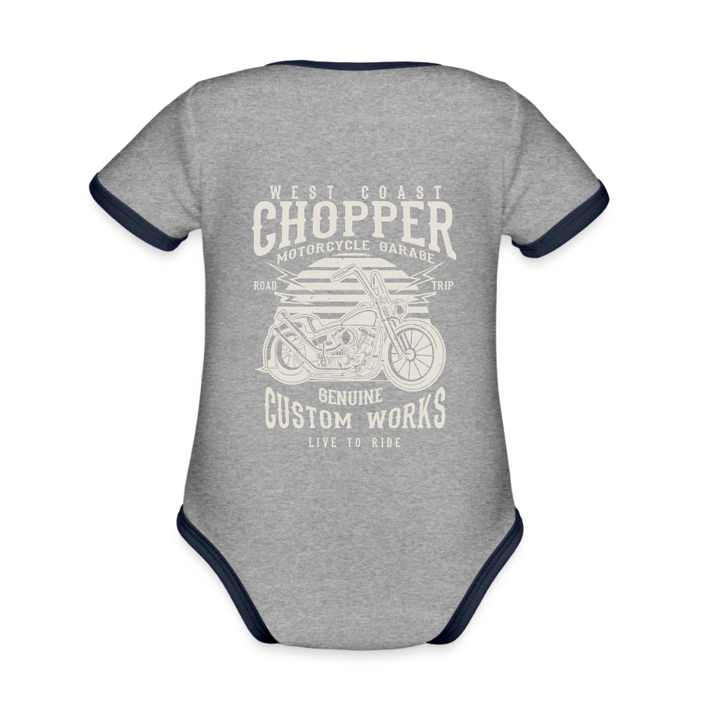 Baby contrasterend bio-rompertje met korte mouwen - grijs gemêleerd/navy