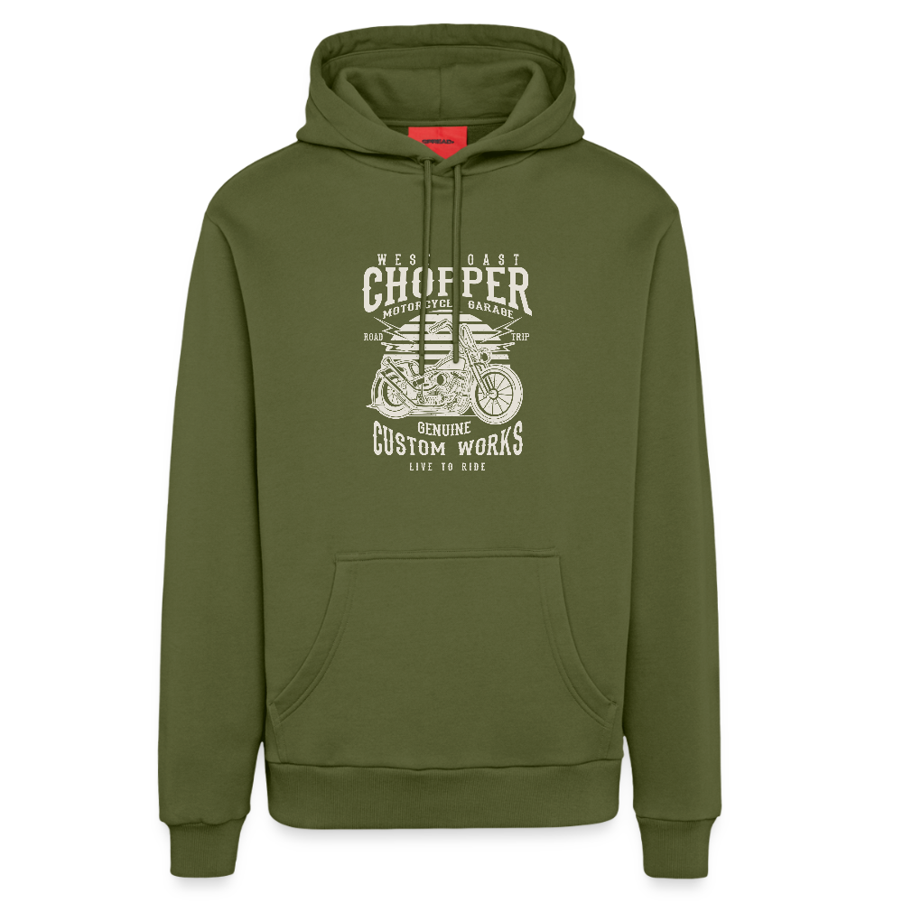 Organic relaxed hoodie made in EU - MOSS GREEN