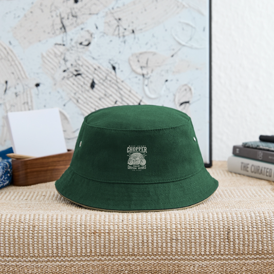 Kinder bucket hat - donkergroen/beige