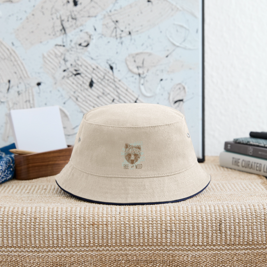Kinder bucket hat - natuur/navy