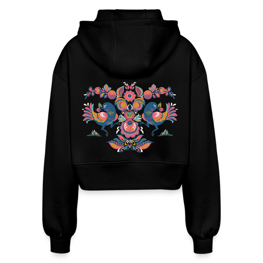 Vrouwen oversized cropped ziphoodie - zwart