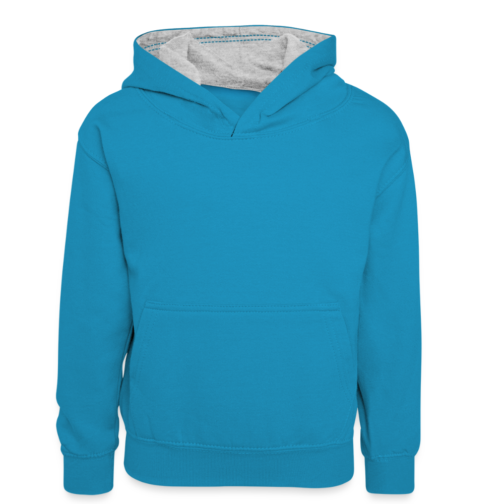 Teenager contrast-hoodie/kinderen contrast-hoodie - pauwblauw/grijs gemêleerd
