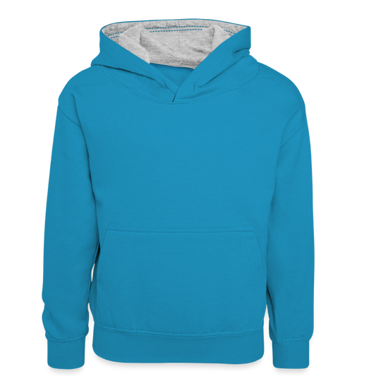 Teenager contrast-hoodie/kinderen contrast-hoodie - pauwblauw/grijs gemêleerd