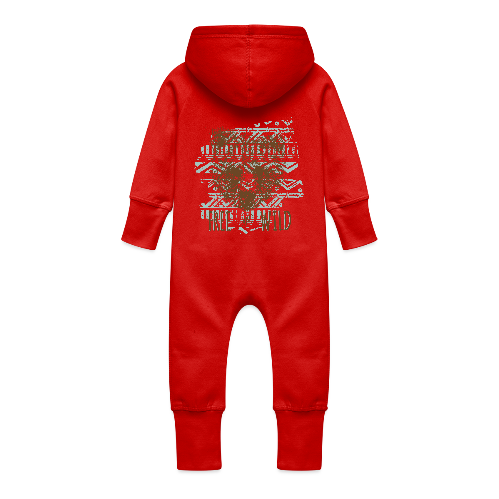 Baby bio sweat kruippakje met capuchon - rood