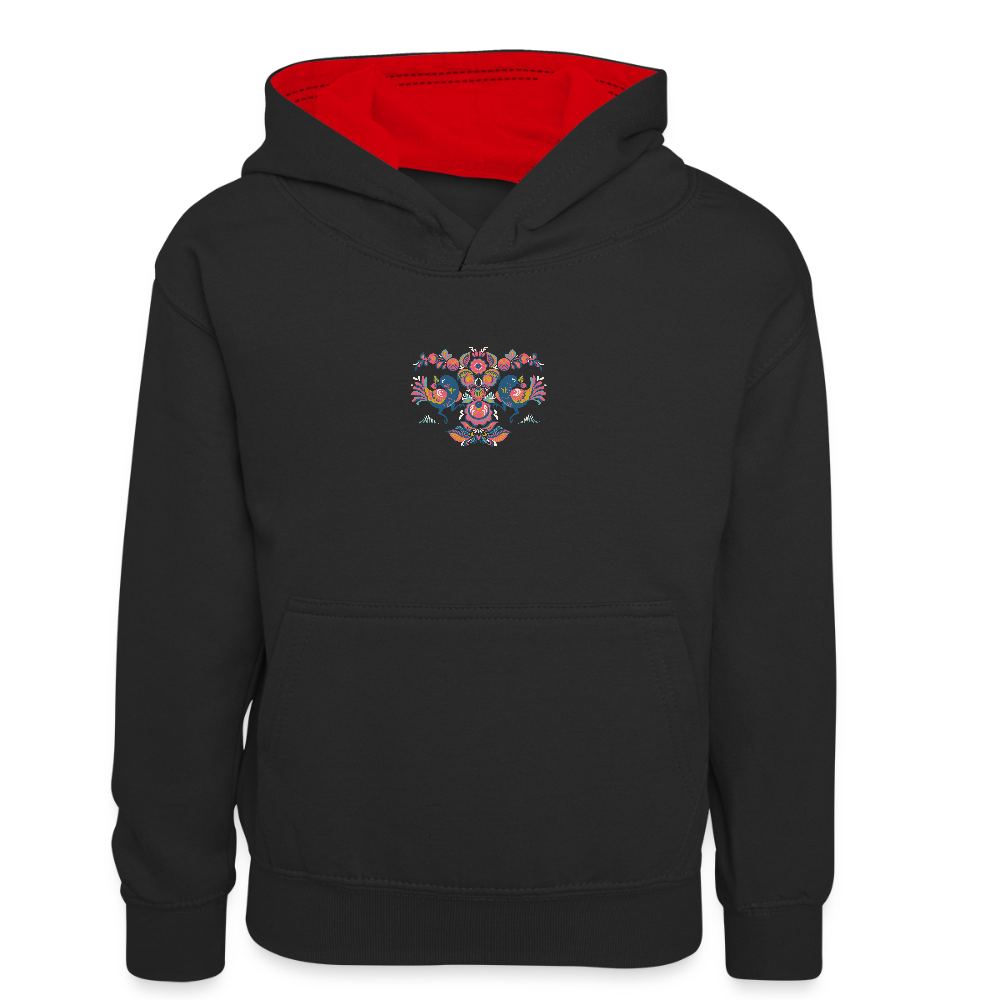 Teenager contrast-hoodie - zwart/rood