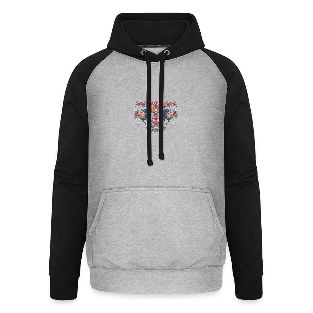 Unisex baseball hoodie - grijs gemêleerd/zwart