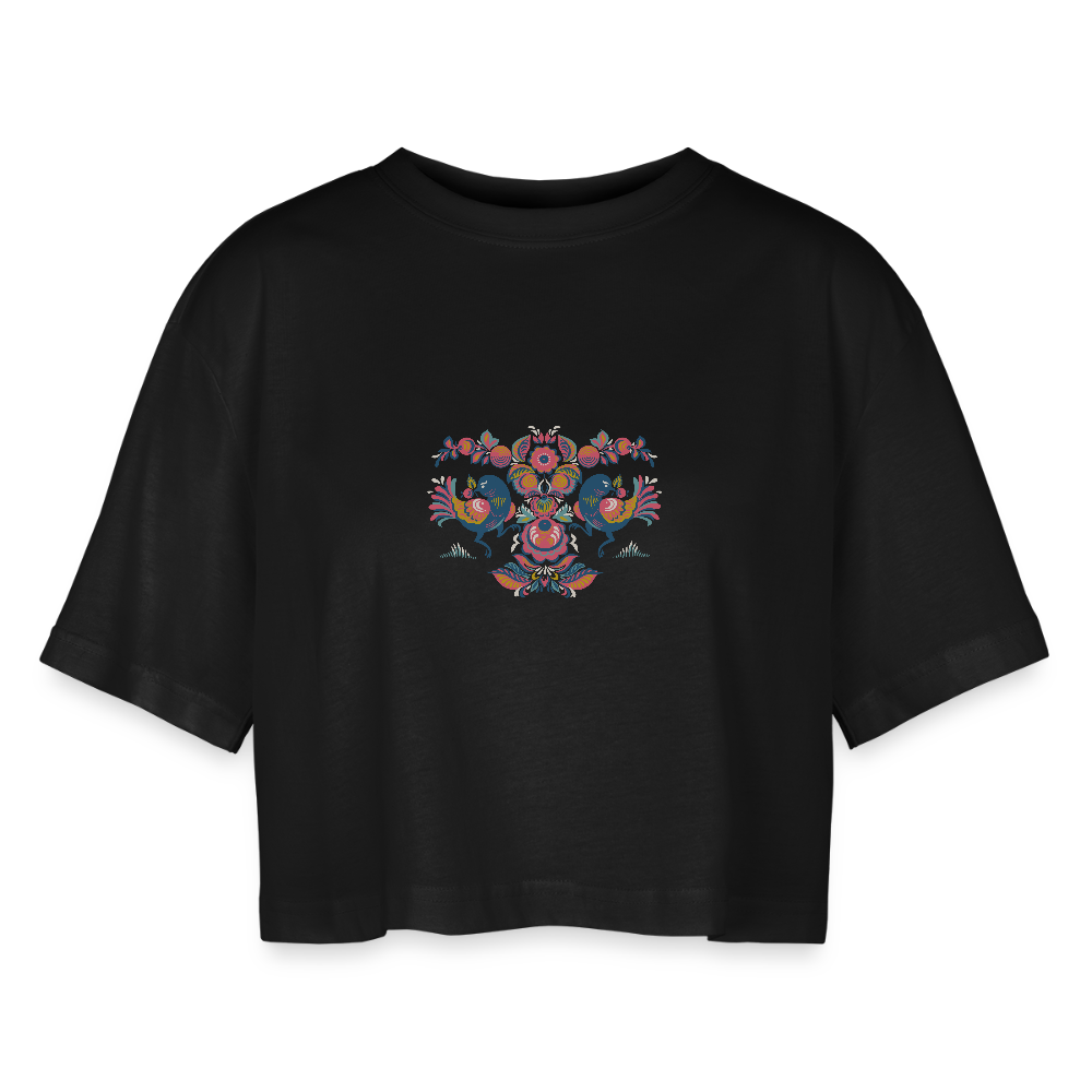 Vrouwen oversized cropped T-shirt - zwart
