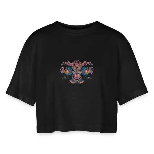 Vrouwen oversized cropped T-shirt - zwart