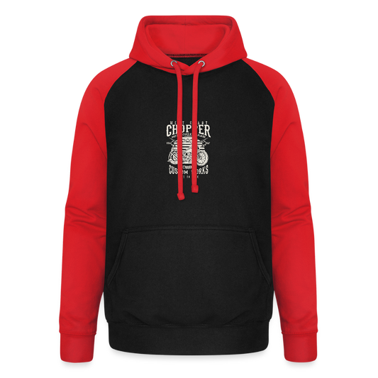 Unisex baseball hoodie - zwart/rood