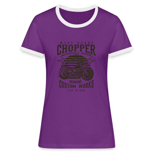 Vrouwen contrastshirt - purple/wit