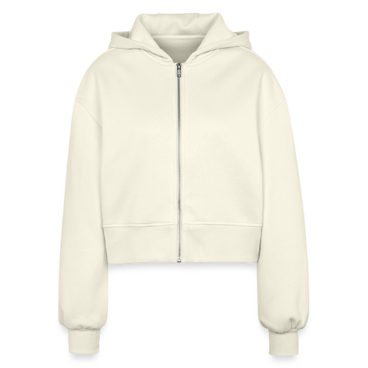 Vrouwen oversized cropped ziphoodie - nature