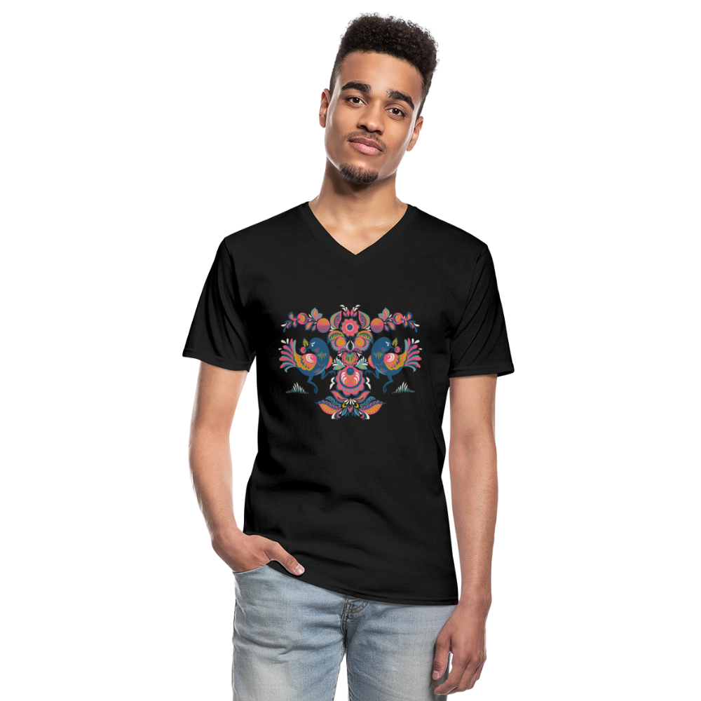 Klassiek mannen T-shirt met V-hals - zwart