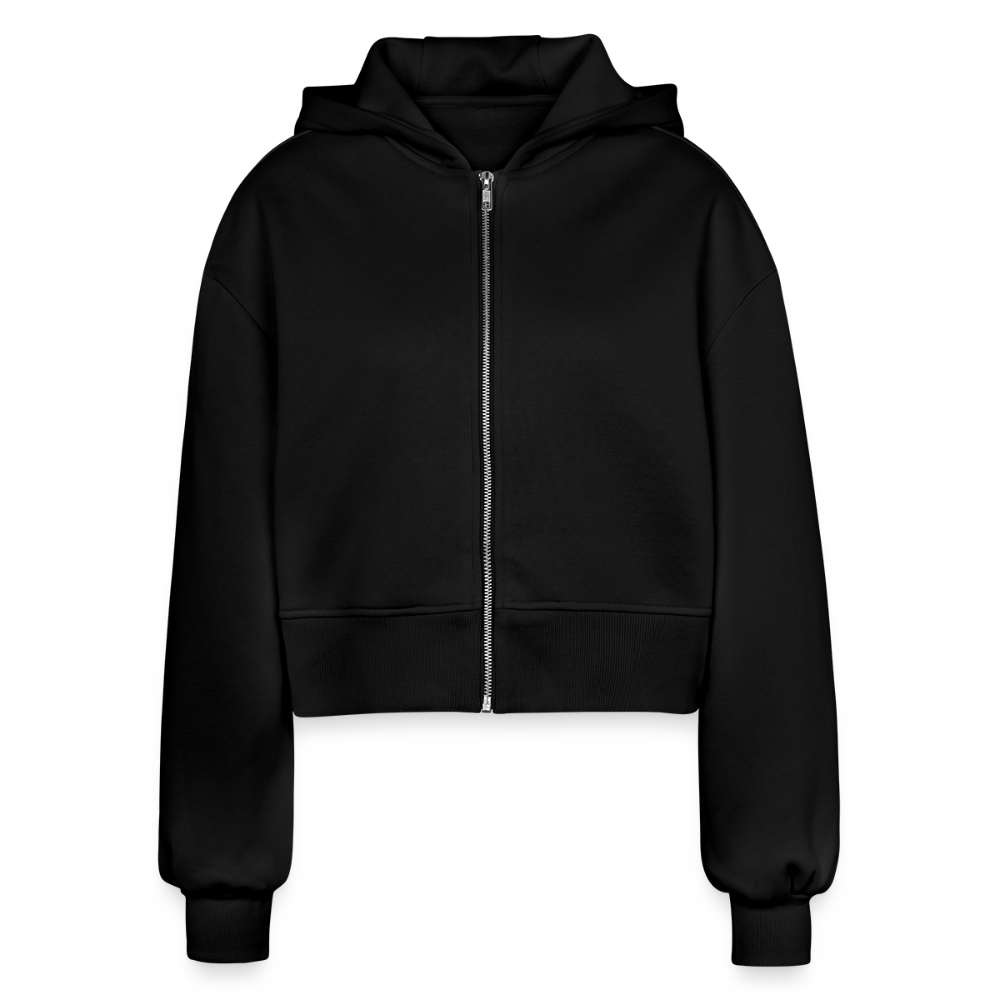 Vrouwen oversized cropped ziphoodie - zwart