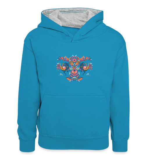 Teenager contrast-hoodie/kinderen contrast-hoodie - pauwblauw/grijs gemêleerd