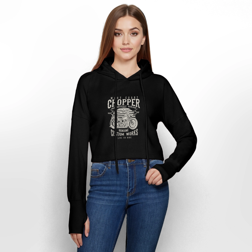 Cropped vrouwen hoodie - zwart
