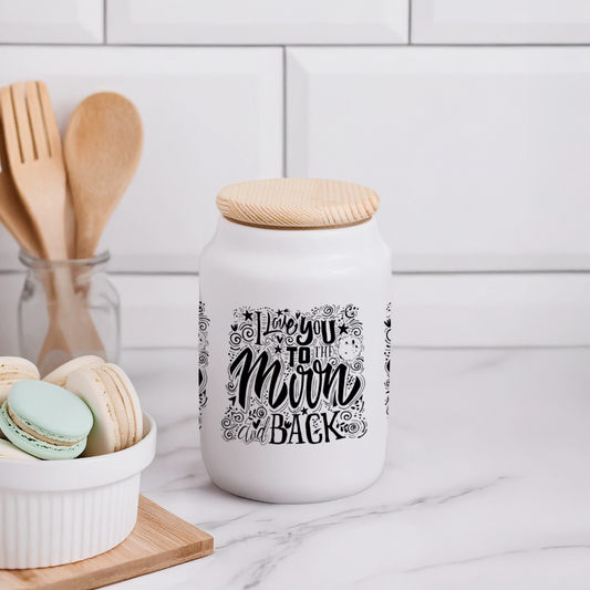 Koekjespot met houten deksel - wit