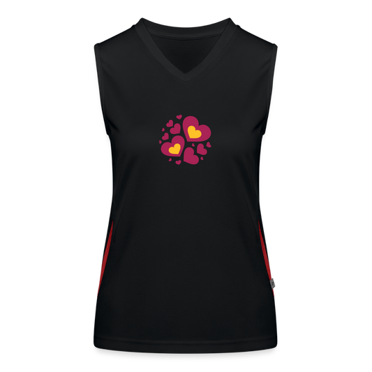 Functionele contrasterende tanktop voor vrouwen - zwart/rood
