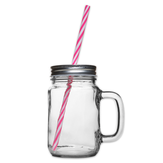 Drinkbeker met handvat en schroefdeksel - doorzichtig