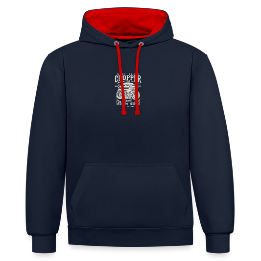 Contrast hoodie - navy/rood