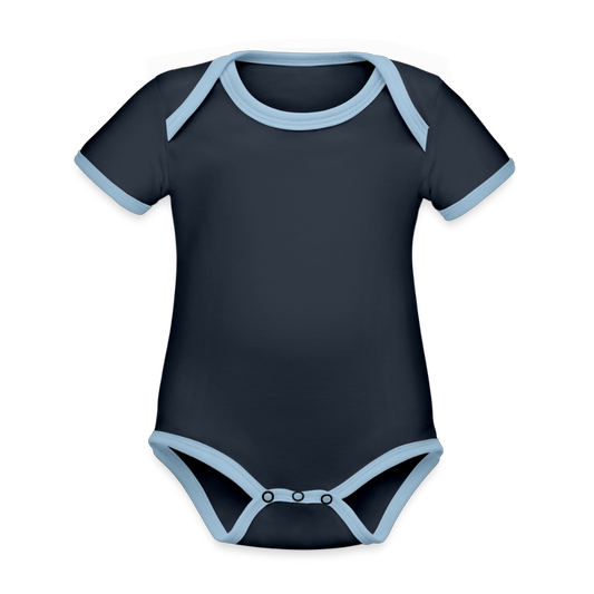 Baby contrasterend bio-rompertje met korte mouwen - navy/sky