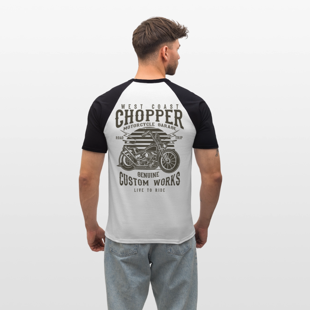 Mannen baseballshirt korte mouw - wit/zwart