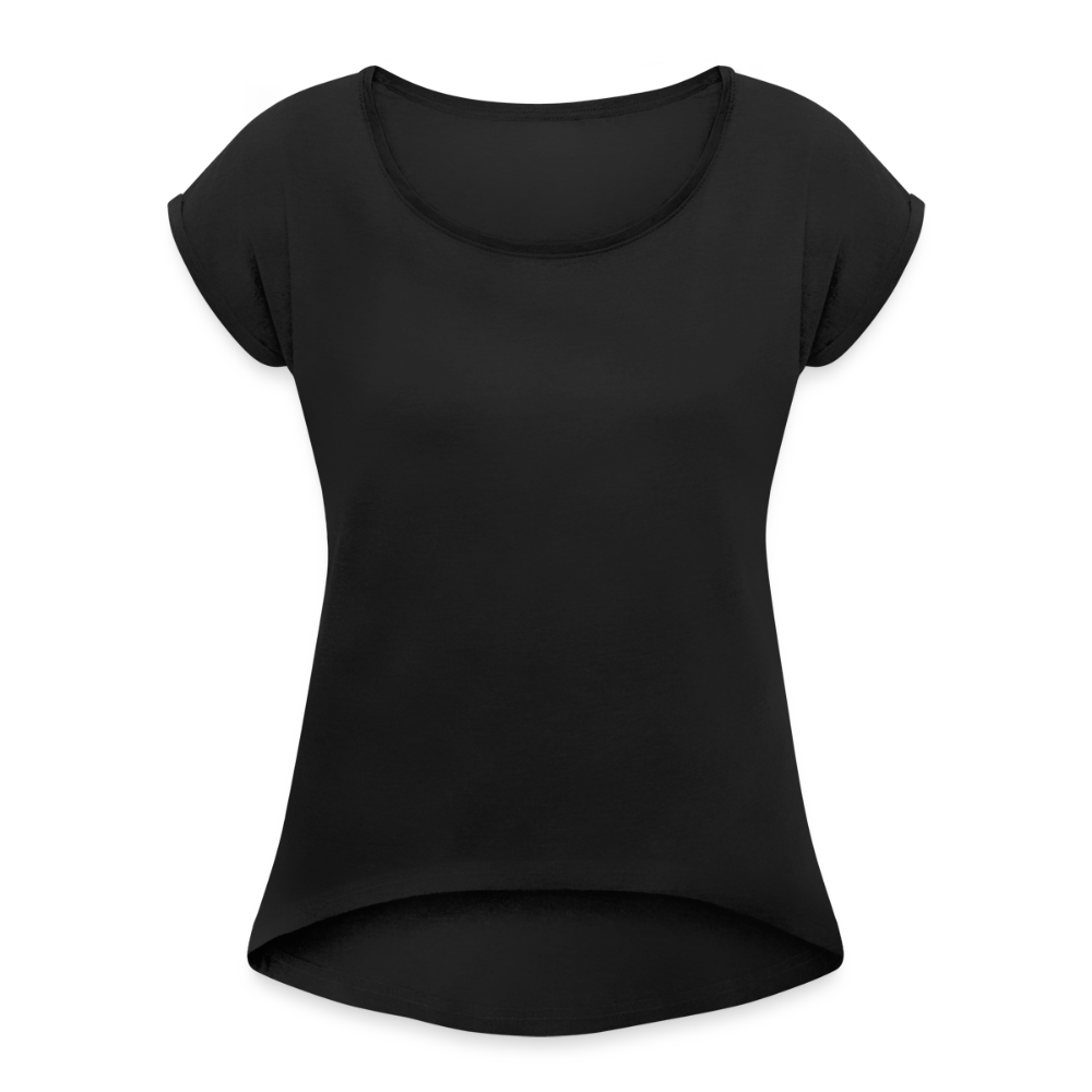 Vrouwen T-shirt met opgerolde mouwen - zwart