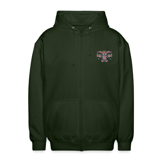 Uniseks zip hoodie - forestgroen