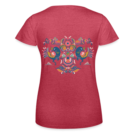 Vrouwen T-shirt van Fruit of the Loom - rood gemêleerd